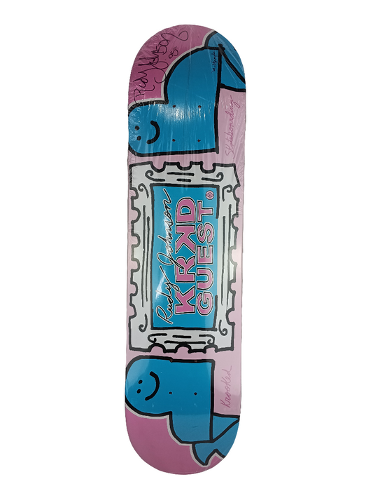 Krooked Rudy Johnson Krkd Guest Model Pink Blue White Shmoos Autographed 7.75 Vintage NOS Deck