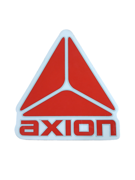 Axion Footwear Axion Triangle Logo Clear Red Grey 3.9" x 3.5" Vintage NOS Sticker