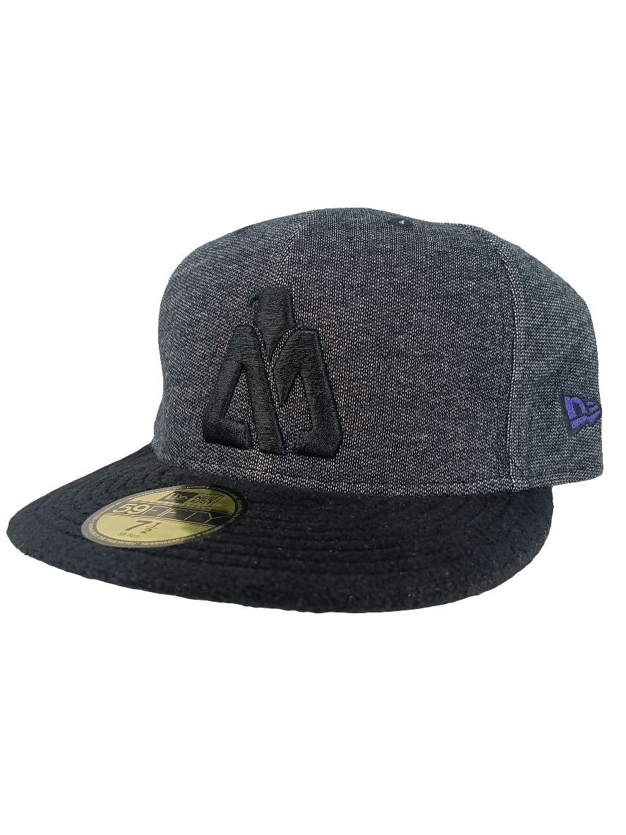 New Era Matix 59Fifty Brandon Biebel Signature Black Grey Purple Wool Brim 7 1/2 Vintage Hat