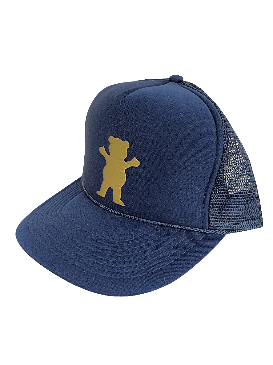 Diamond Supply Co. Grizzly Navy Blue Gold Bear Logo Mesh Snapback Vintage Trucker Snapback Hat