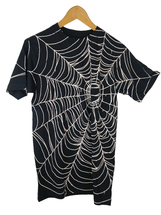 Foundation Spiderweb Black White Mens Size Medium Slim Fit S/s Vintage Shirt