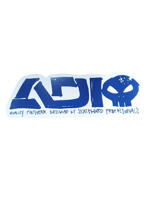Adio Quality Footwear Designed By Skateboard Professionals Skull Clear Blue 11" x 3.75" Sticker