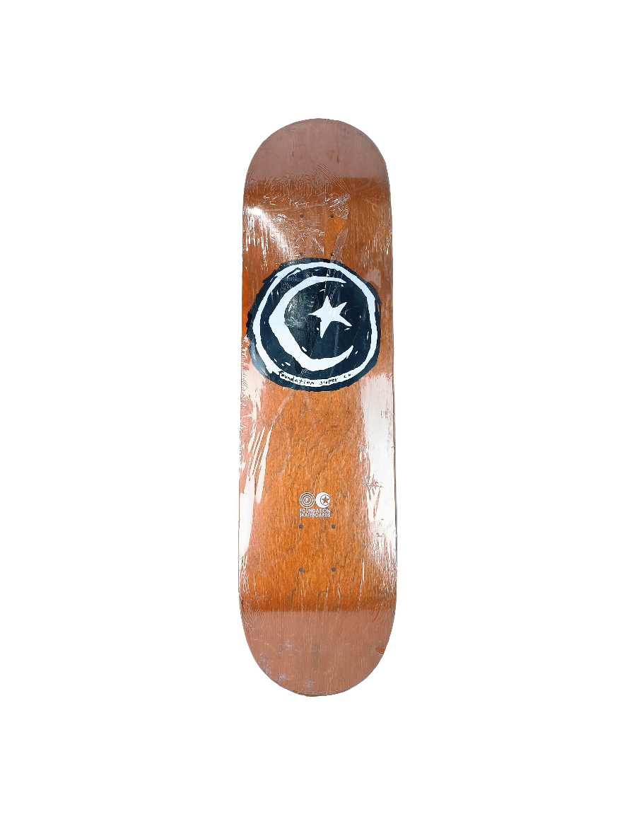 Foundation Logo Team Graphic Blank Orange Black White Size 8.125 Skateboard Deck