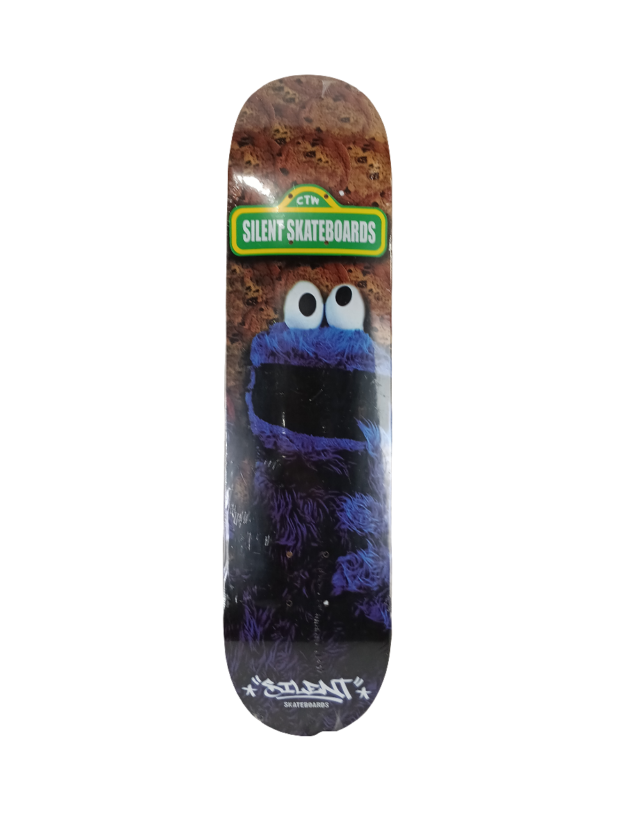 Silent Cookie Monster Graphic Blue Black multi Color Size 7.75 Skateboard Deck