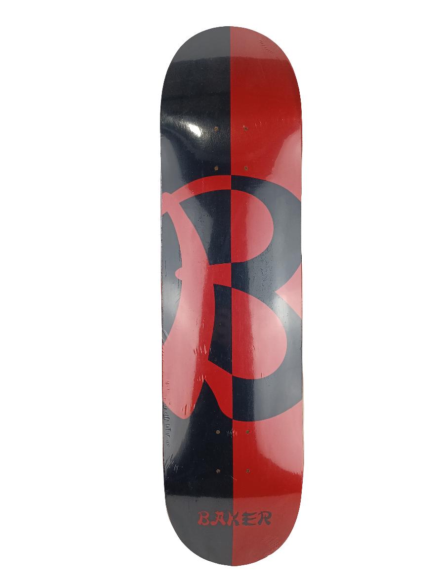 Baker Half & Half B Logo Graphic Red Black Size 8 Skateboard Deck