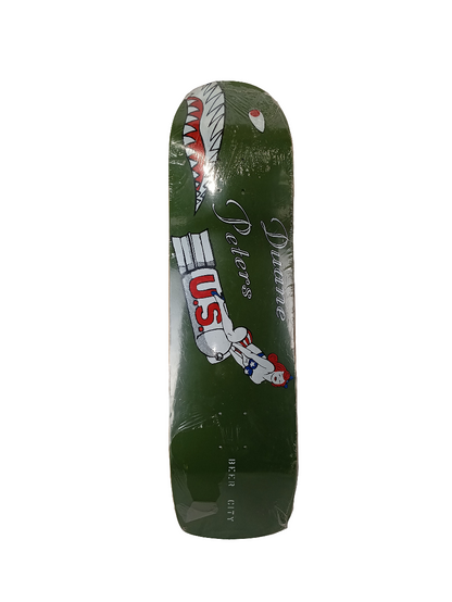 Beer City Pro Series Duane Peters U.S. Bombs American Flag Girl Red White Blue Green Size 8.8 Vintage NOS Shaped Deck
