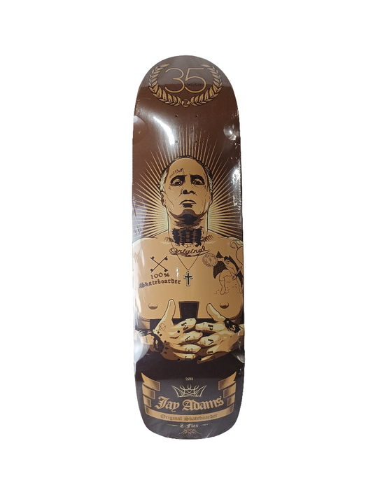 Z-Flex Jay Adams 35 Years Brown Tan Size 9.0" Vintage NOS Deck With Poster