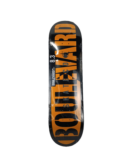 Boulevard Team Text Black Yellow Silver Size 8.e" Vintage NOS Deck