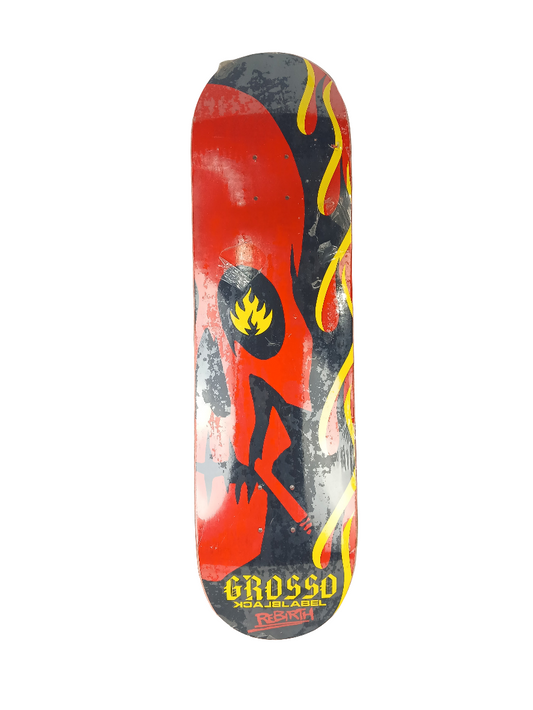 Black Label Emergency Jeff Grosso Rebirth Skull Smoking Black Red Multi Size 8.375" Vintage NOS Deck 1999