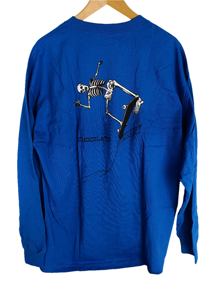 Chocolate Day Of The Dead Marc Johnson Skeleton Casper Stall Maitland Banks Blue White Black Size XL L/s Shirt