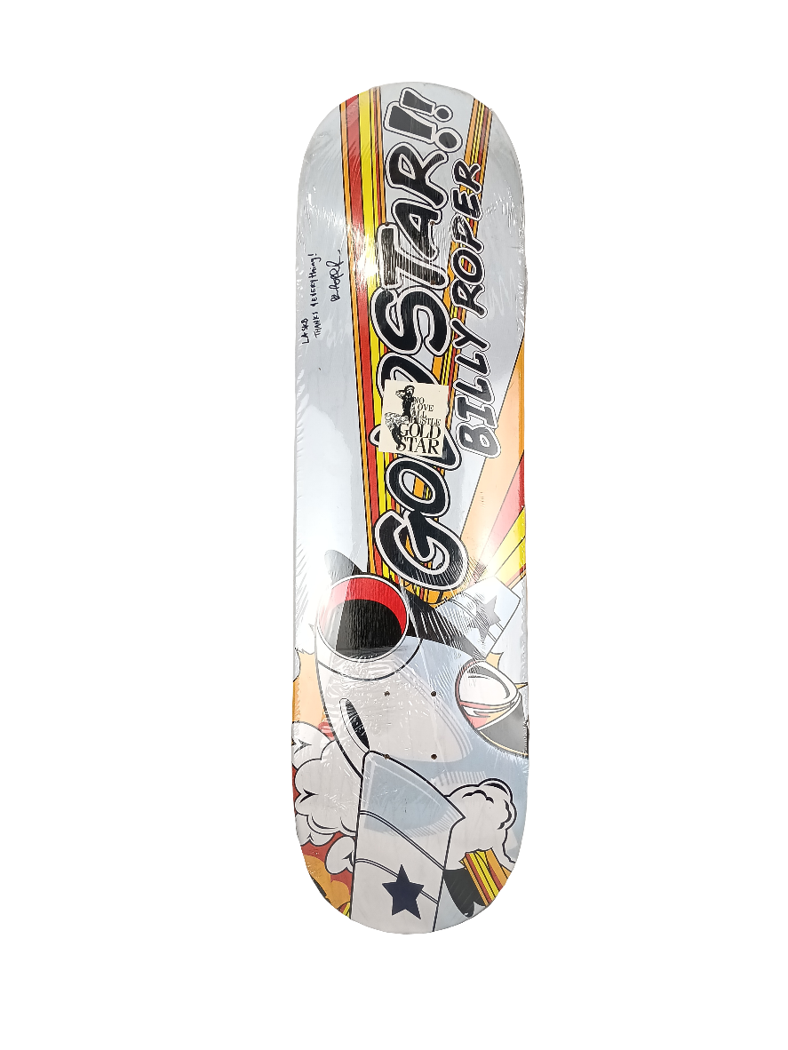Gold Star Billy Roper Signed Jet Graphic White Multi Color Size 8.4 Skateboard Deck