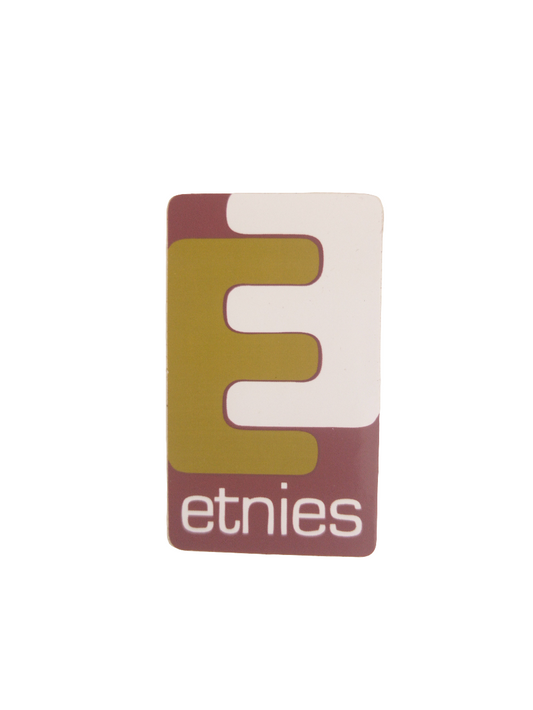 Etnies E E Burgundy White Olive 1.3" x 2" Vintage NOS Sticker