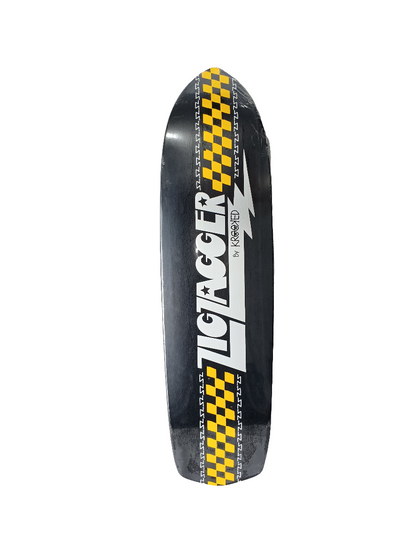 Krooked Zig Zagger By Krooked Black White Yellow Checks Size 8.7 Vintage NOS Cruiser Deck