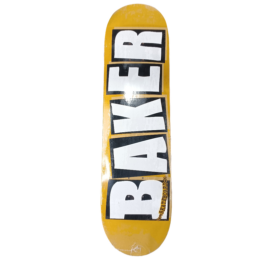 Baker Skateboards Classic Block Letters Yellow Black White Size 8.3" Vintage NOS Deck