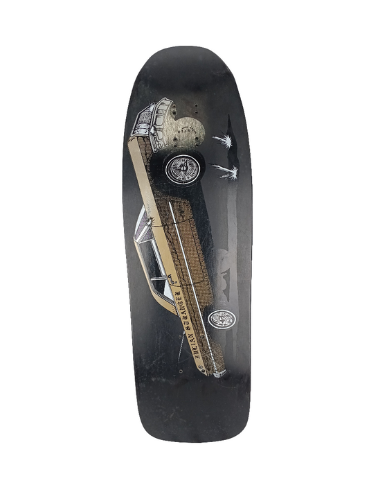 Santa Monica Airlines Julien Stranger Lowrider Black Gold Silver Size 10" Vintage NOS Original Deck