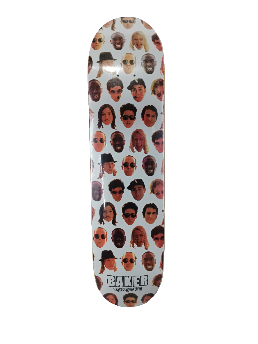 Baker Team Rider Faces Graphic White Multi Color Size 7.8 Skateboard Deck