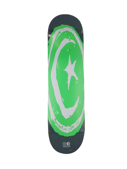 Foundation Team Logo Neon Green Black White Size 8 Skateboard Deck