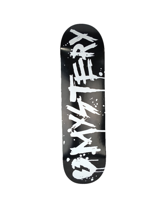 Mystery Splatter Logo Black White Size 8.5 Vintage NOS Deck