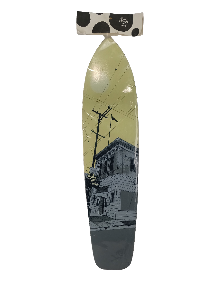 Juice Evan Hecox San Francisco Building Graphic Grey Black Cream Size 7 Skateboard Deck