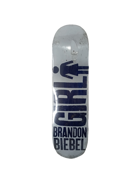 Girl Brandon Biebel White Blue Woodgrain Size 8.5" Vintage NOS Deck