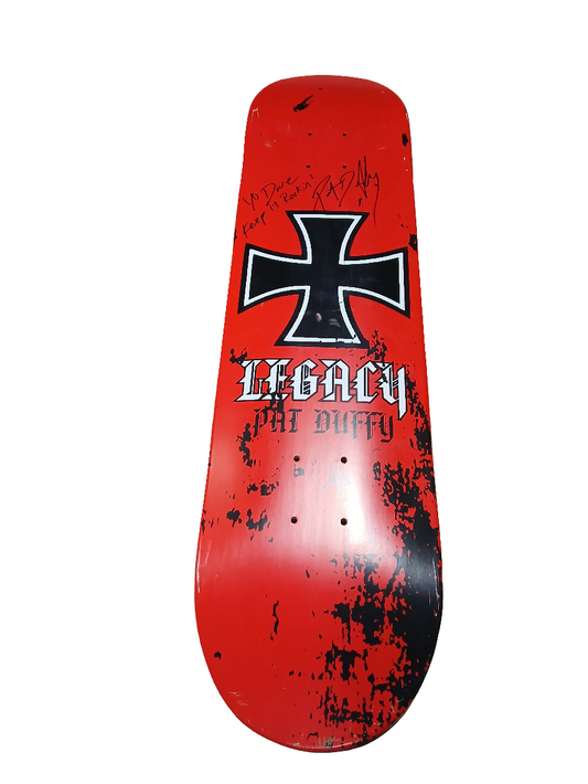 Legacy Pat Duffy Autographed Cross Black Red White Size 7.78" Vintage NOS Deck