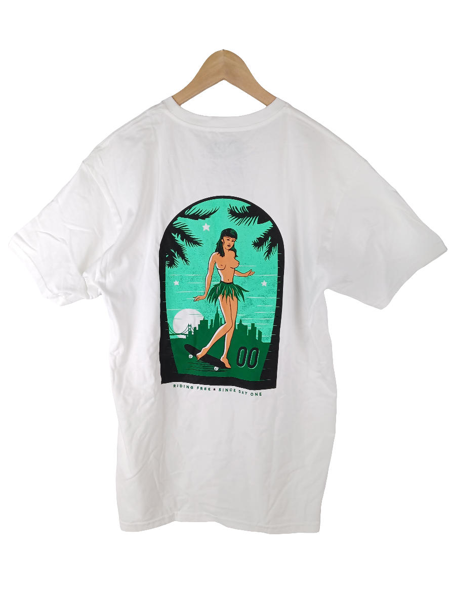 Real Hang Ten Girl White Green Mens Size Large S/s Shirt