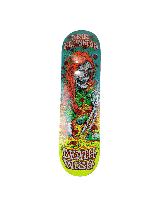 Deathwish Erik Ellington Skeleton Smoker Roses Blue Multicolor SIze 8.3" Vintage NOS Deck