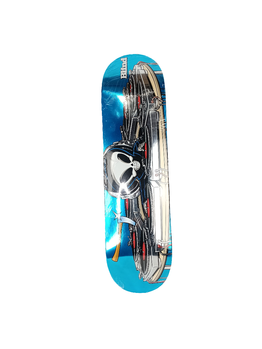 Blind Skateboards Reaper DJ Metallic Blue White Red Size 8.5" Vintage NOS Deck