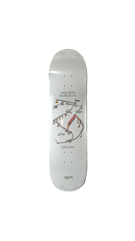 April Shane O'Neill Perfect Flatbar White Multicolor Size 8.38 Vintage NOS Deck