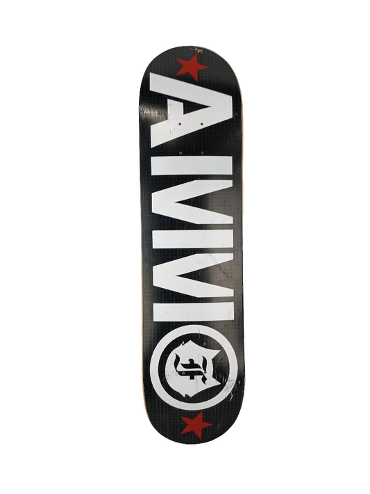 AMMO Ammo USA Manny Santiago Black White Red Grid Graphic Size 7.75" Vintage NOS Deck