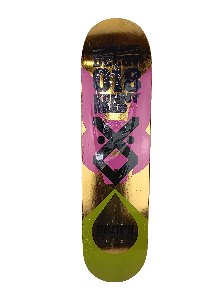 Popwar Kenny Reed Decoy 018 Technical Drops Gold Dip Black Pink 7.75" Vintage NOS Deck