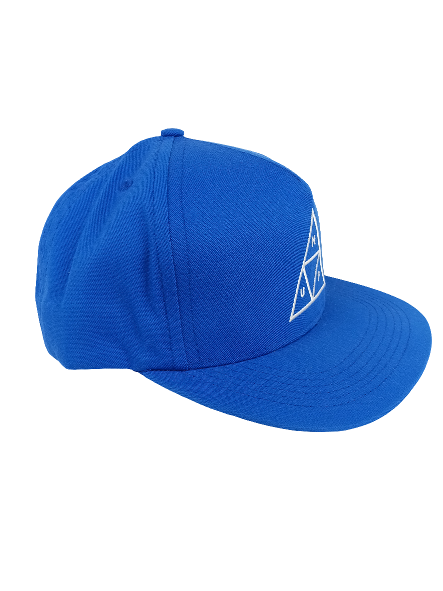 HUF By All Means Necessary Pyramid Logo Blue Silver Vintage Snapback Hat