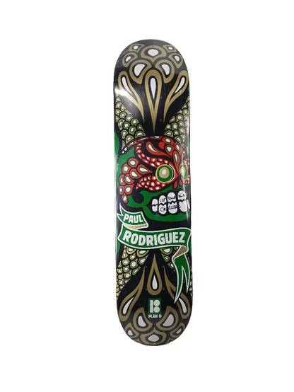 Plan-B Paul Rodriguez 1st Pro Model Día De Los Muertos Skull Gold Red Green Size 7.5" Vintage NOS Deck