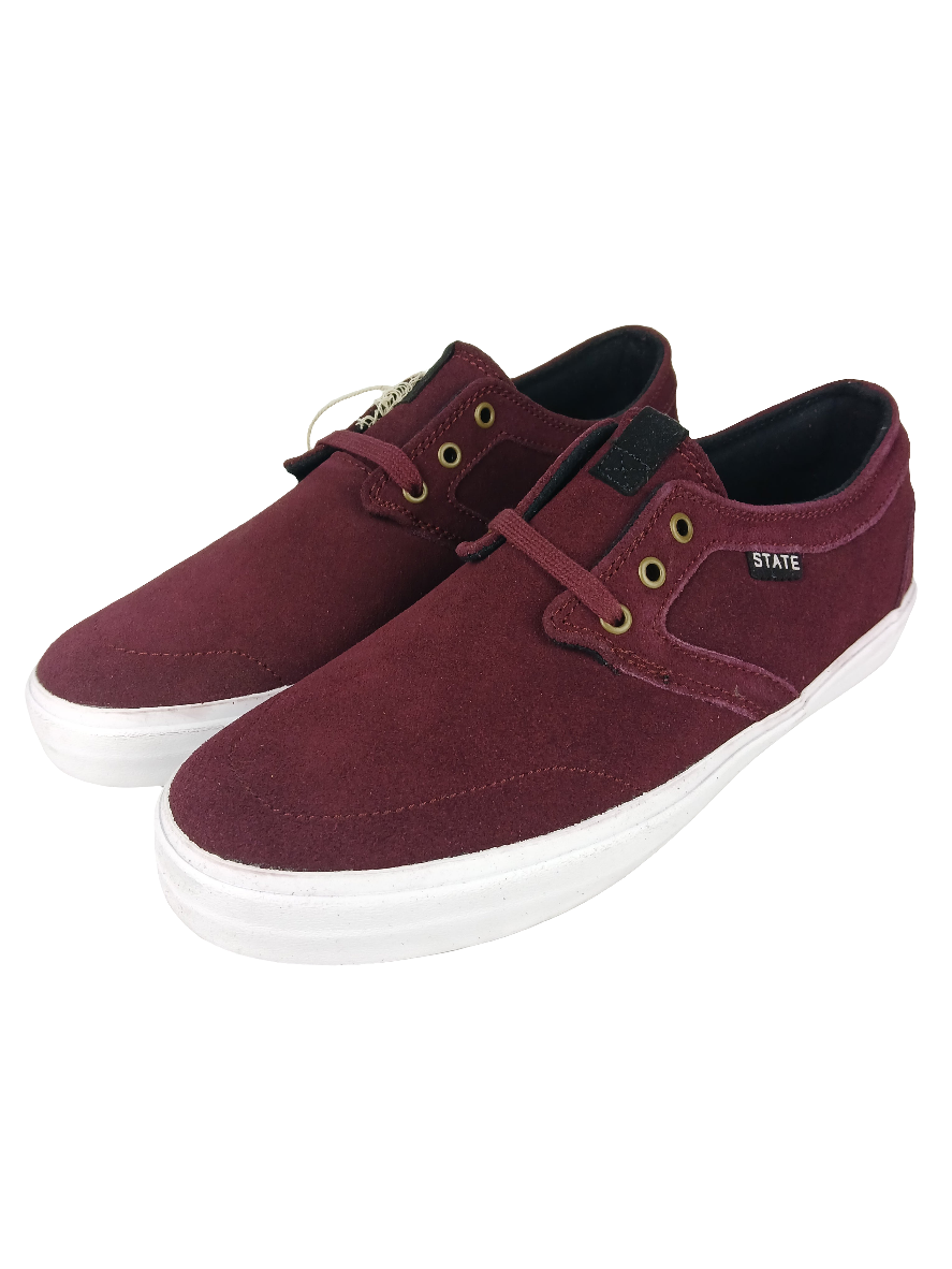 State Footwear Bishop Black Cherry White Suede US Mens Size 8 Shoes