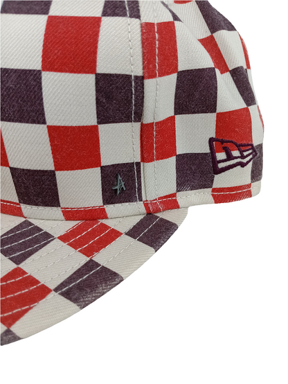 New Era Altamont 59Fifty Red Navy Checkered Size 7 3/8 Vintage Hat
