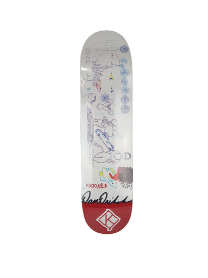 Krooked Dan Drehobl Eyes White Red Multi Size 7.81" Vintage NOS Deck