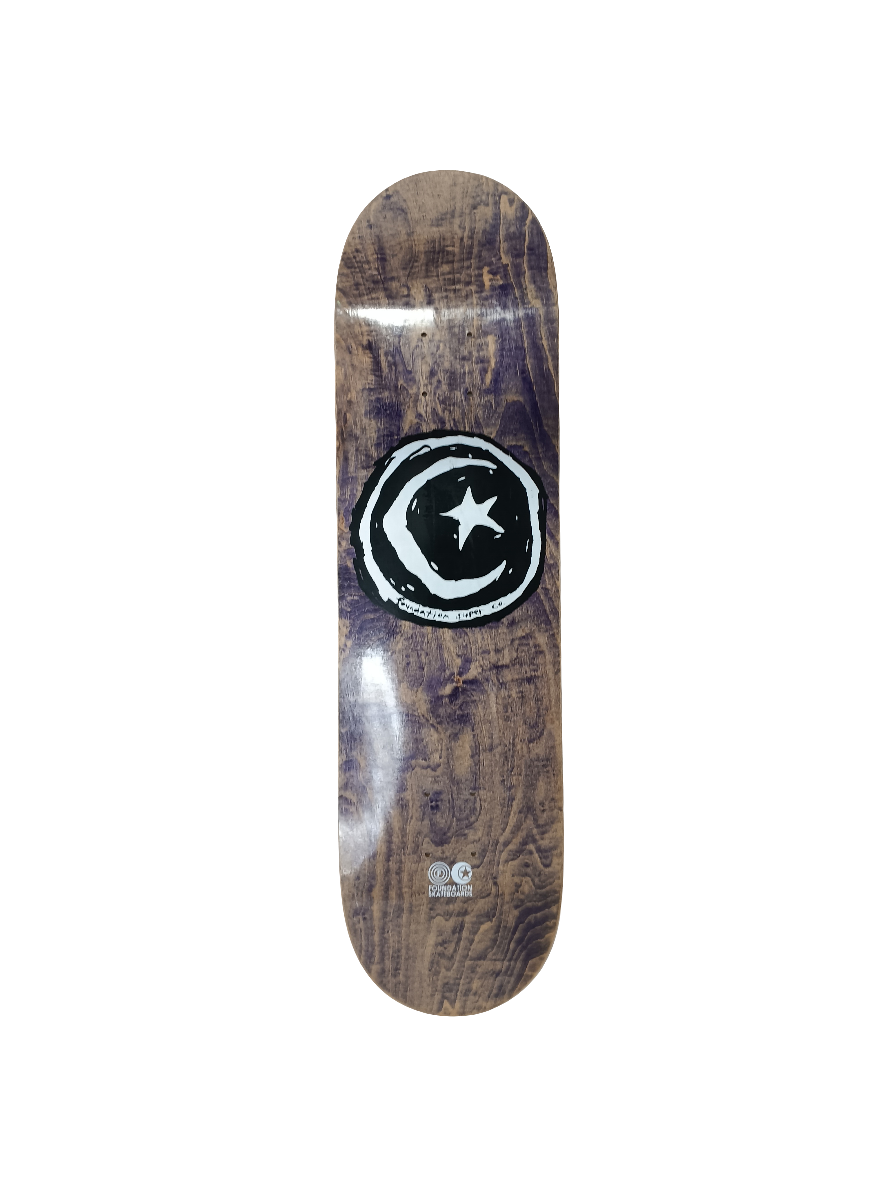 Foundation F Classics Moon And Star Blank Purple Tan Woodgrain Black White Size 8.1 Vintage NOS Deck