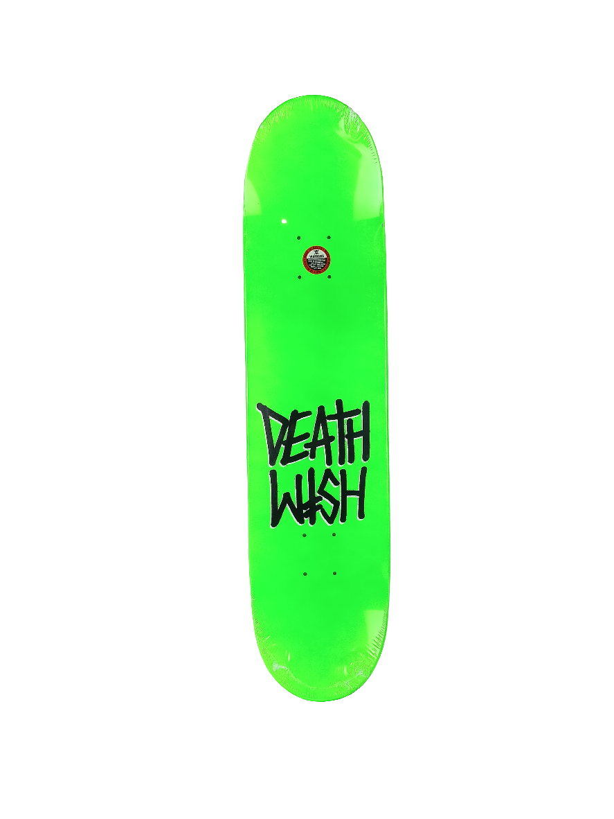 Deathwish Lizard King Spray Lime Green With Black And White Letters Size 7.75" Vintage NOS Deck