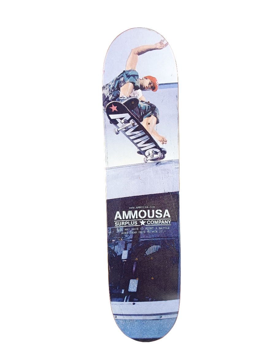 AMMO Ammo USA Manny Santiago Black White Red Grid Graphic Size 7.75" Vintage NOS Deck