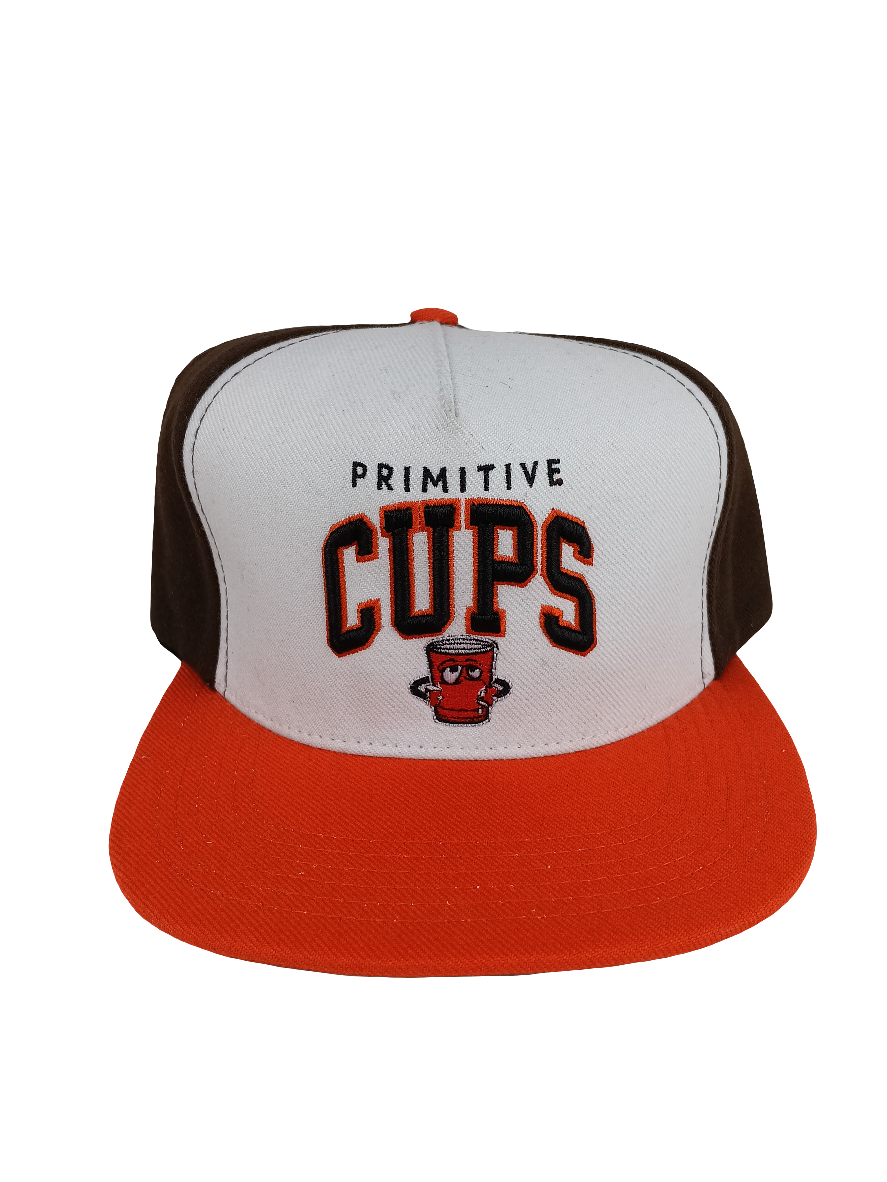 Primitive Skateboards Primitive Cups White Orange Brown Snapback Hat