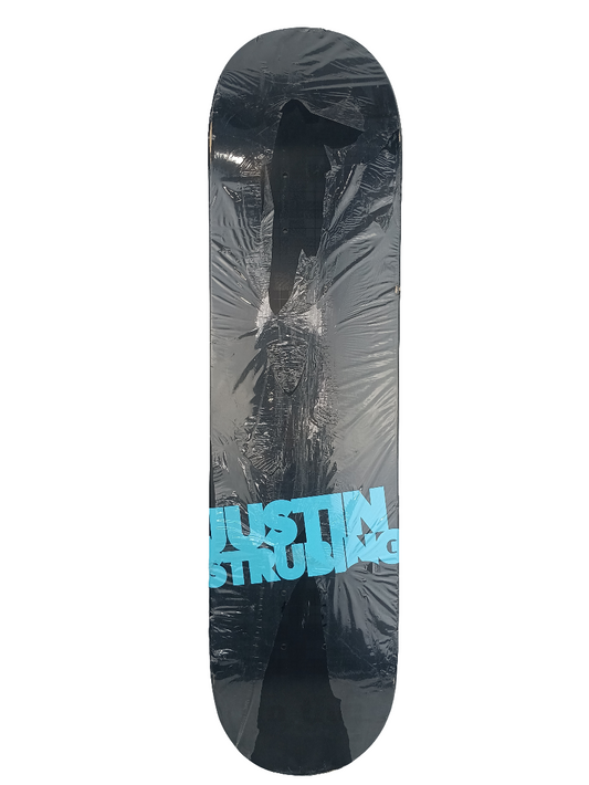 Popwar Justin Strubing To The Bone Plad Graphic Black Blue Size 7.5 Skateboard Deck