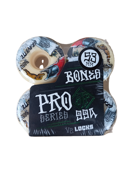 Bones David Gravette Pro Series STF V2 Locks Fish Eating Bear White Multi Size 53MM 99A Durometer Vintage NOS Wheels