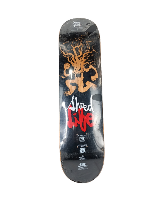 Shred Life Running Tree Graphic Black White Red Size 8 Skateboard Deck