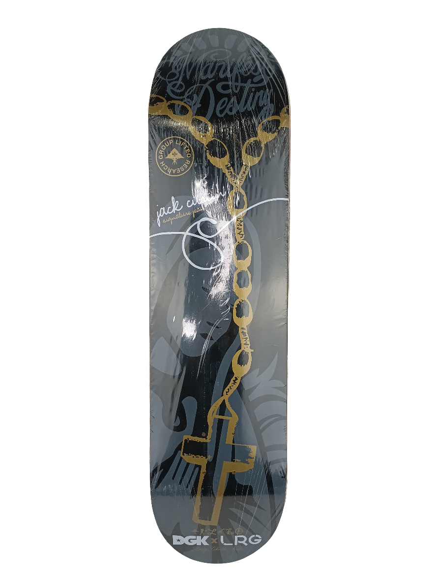 DGK x LRG Jack Curtin Cross Chain Black Grey Gold Size 7.75 Skateboard Deck