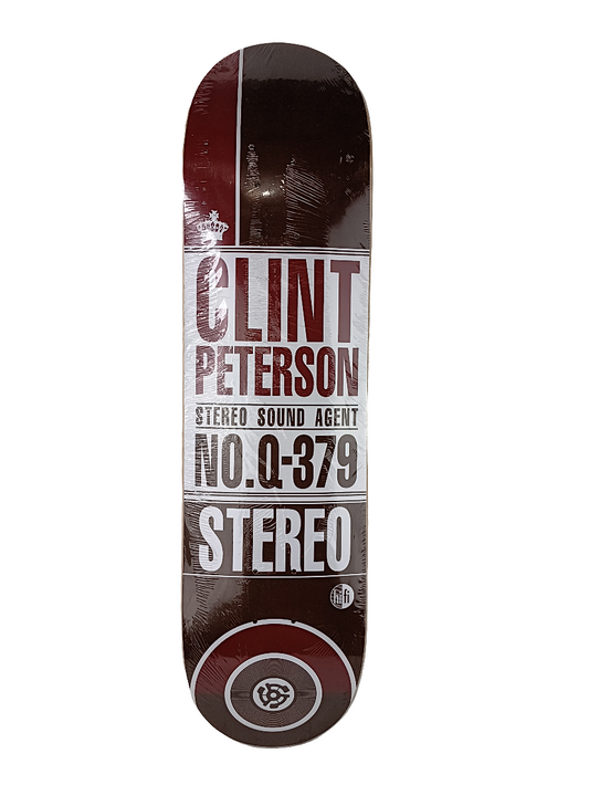 Stereo Clint Peterson Sound Agent NO.Q_379 Brown Red White Size 8 Skateboard Deck