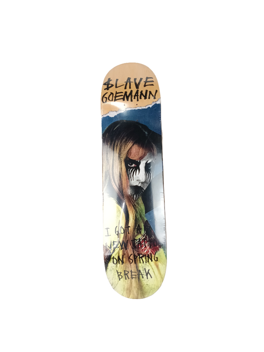 Slave Jon Goemann I Got A New Tattoo On Spring Break Woodgrain Tan Black White Size 8.0 Vintage NOS Deck