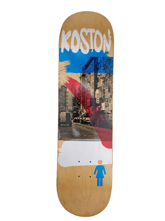 Girl Eric Koston China Town Graphic Blank White Blue Red Size 8.25 Skateboard Deck