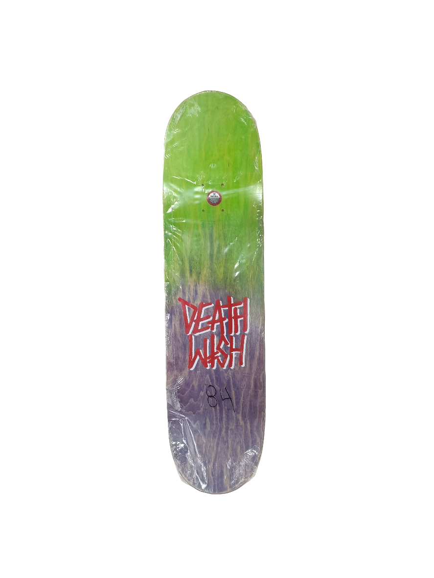 Deathwish Death Spray Cross Split Fade Woodgrain Green Purple Orange Size 8.4 Skateboard Deck