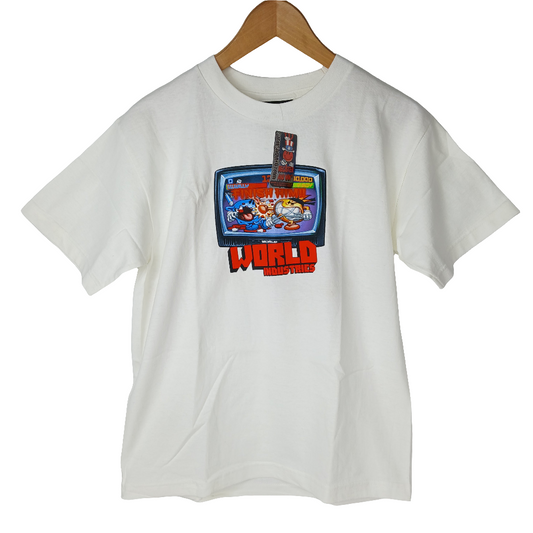World Industries Mortal Flameboy White Red Multi Size Small S/s Vintage Shirt