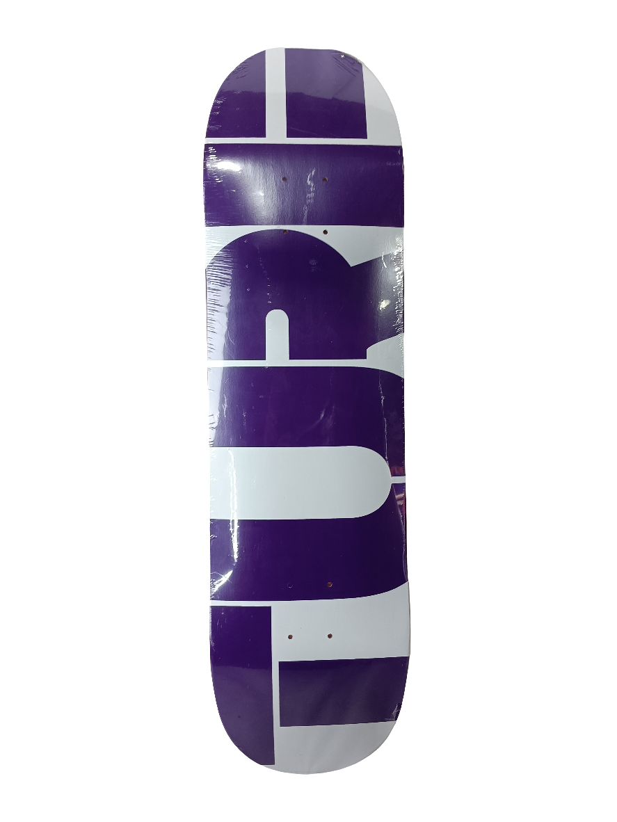 Turf Skateboards Block Letters Large Purple White Size 8.38" Vintage NOS Deck